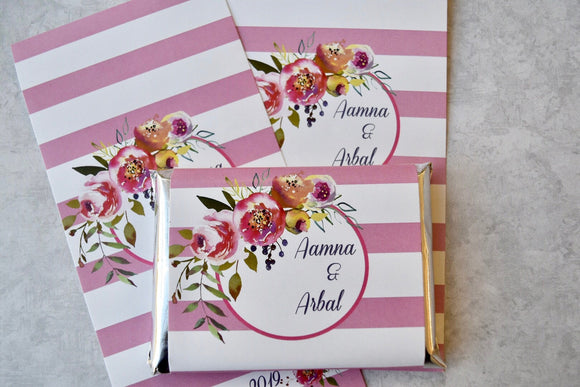 24 floral Kit Kat wrappers, floral wedding favors